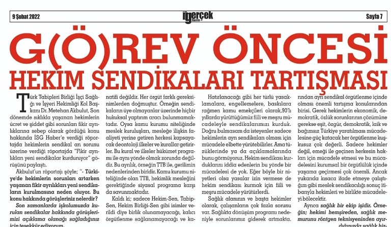 Hekim sendikaları üzerine